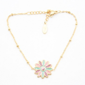 Bracelet tendance avec fleur colorée