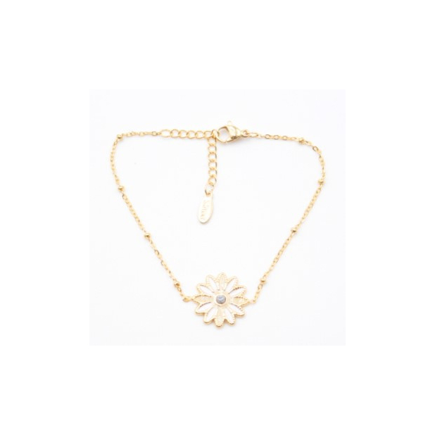 Bracelet tendance avec fleur colorée