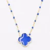 Collier tendance acier, perles et trèfle