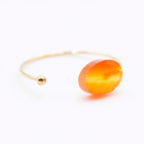 Petite bague acier avec une pierre de couleur