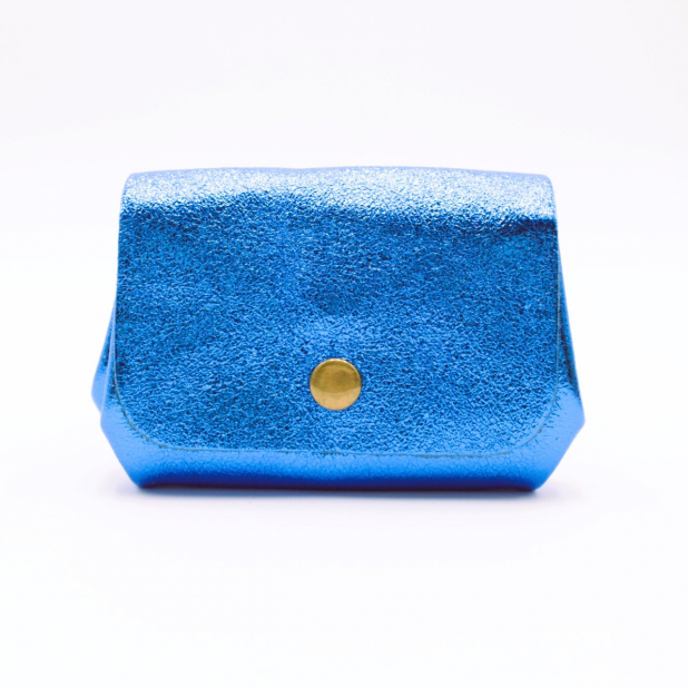 Petit porte-monnaie cuir pailleté 3 poches