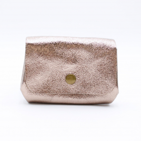 Petit porte-monnaie cuir pailleté 3 poches
