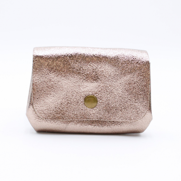 Petit porte-monnaie cuir pailleté 3 poches