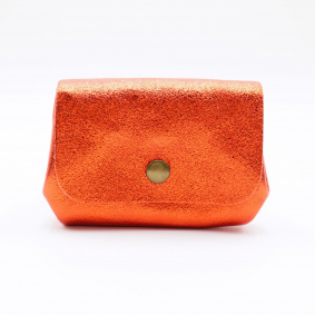 Petit porte-monnaie cuir pailleté 3 poches