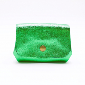 Petit porte-monnaie cuir pailleté 3 poches