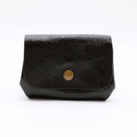 Petit porte-monnaie cuir pailleté 3 poches