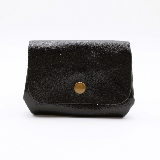 Petit porte-monnaie cuir pailleté 3 poches