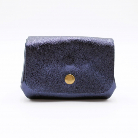 Petit porte-monnaie cuir pailleté 3 poches