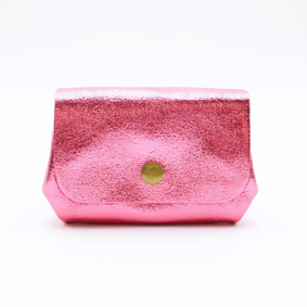 Petit porte-monnaie cuir pailleté 3 poches