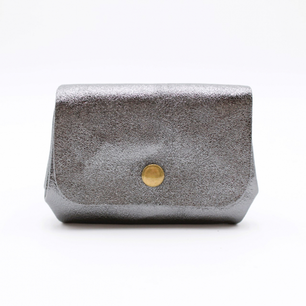 Petit porte-monnaie cuir pailleté 3 poches