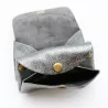 Petit porte-monnaie cuir pailleté 3 poches