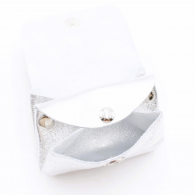Petit porte-monnaie cuir pailleté 3 poches