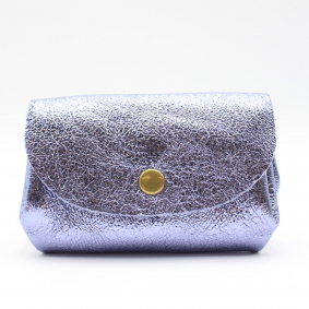 Petit porte-monnaie cuir pailleté 3 poches