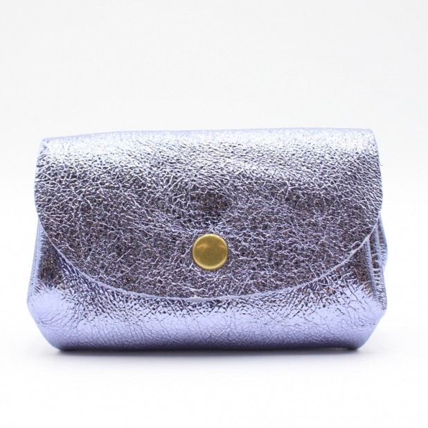 Petit porte-monnaie cuir pailleté 3 poches
