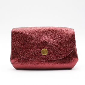Petit porte-monnaie cuir pailleté 3 poches