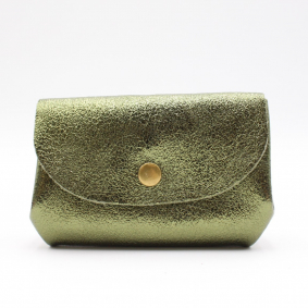 Petit porte-monnaie cuir pailleté 3 poches