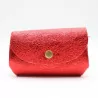 Petit porte-monnaie cuir pailleté 3 poches
