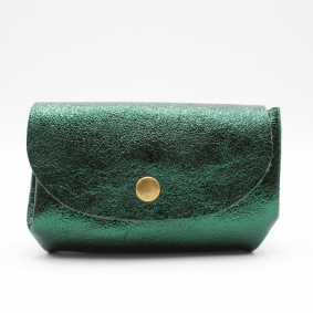 Petit porte-monnaie cuir pailleté 3 poches