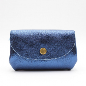 Petit porte-monnaie cuir pailleté 3 poches