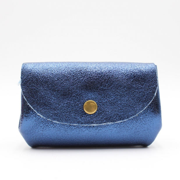 Petit porte-monnaie cuir pailleté 3 poches