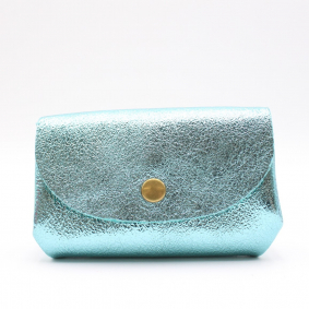 Petit porte-monnaie cuir pailleté 3 poches