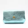 Petit porte-monnaie cuir pailleté 3 poches