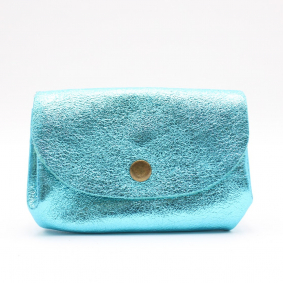 Petit porte-monnaie cuir pailleté 3 poches