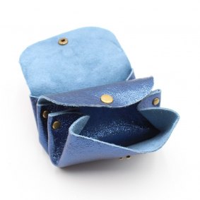 Petit porte-monnaie cuir pailleté 3 poches