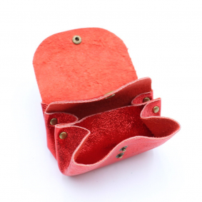 Petit porte-monnaie cuir pailleté 3 poches