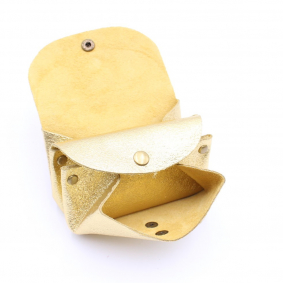 Petit porte-monnaie cuir pailleté 3 poches