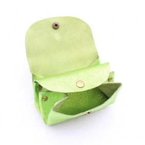 Petit porte-monnaie cuir pailleté 3 poches