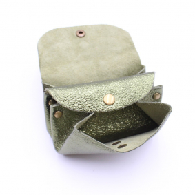 Petit porte-monnaie cuir pailleté 3 poches