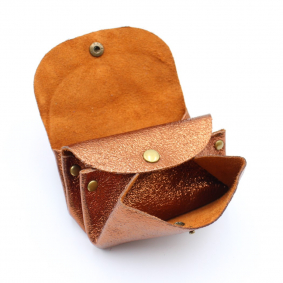 Petit porte-monnaie cuir pailleté 3 poches