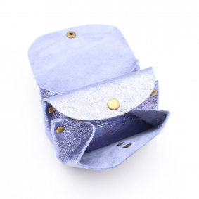 Petit porte-monnaie cuir pailleté 3 poches