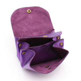 Petit porte-monnaie cuir pailleté 3 poches