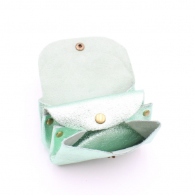 Petit porte-monnaie cuir pailleté 3 poches