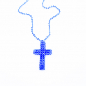 Sautoir croix en perles de cristal