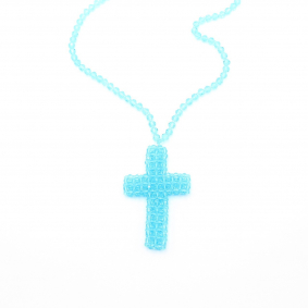 Sautoir croix en perles de cristal