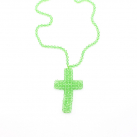 Sautoir croix en perles de cristal