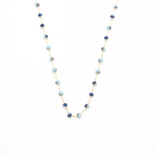 Collier acier inoxydable et perles de cristal