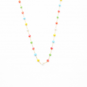 Collier acier inoxydable et perles de cristal