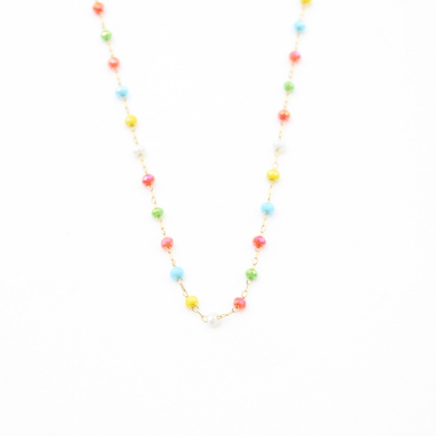 Collier acier inoxydable et perles de cristal