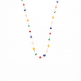 Collier acier inoxydable et perles de cristal