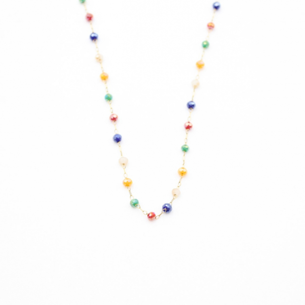 Collier acier inoxydable et perles de cristal