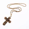 Sautoir en perles de cristal avec croix