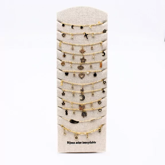 Pack de 12 bracelets acier avec pampilles