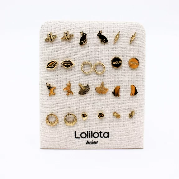 Pack de 12 paires de boucles d'oreilles acier