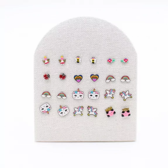 Pack de 12 boucles d'oreilles en acier pour enfants