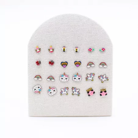Pack de 12 boucles d'oreilles en acier pour enfants