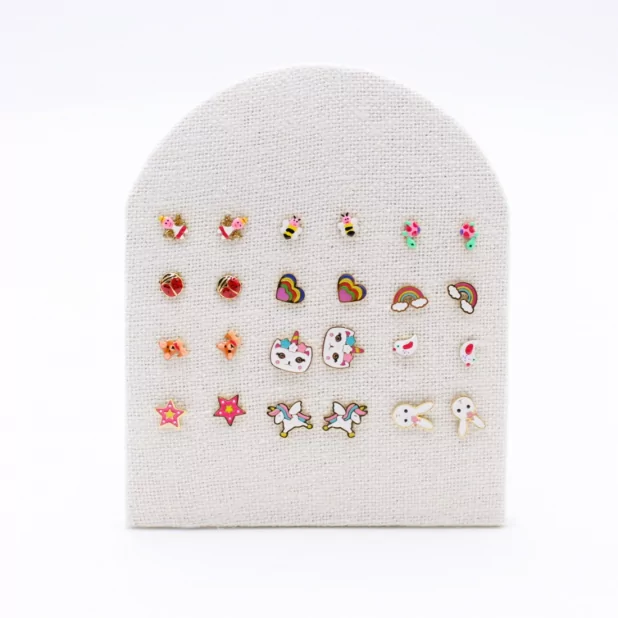 Pack de 12 boucles d'oreilles en acier pour enfants